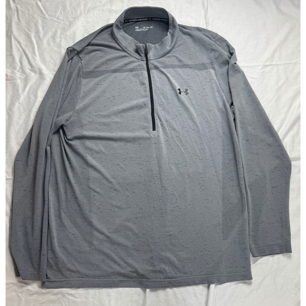 Under Armour Men 3XL Quarter Zip Long Sleeve Fitted Pullover Gray Athletic Shirt